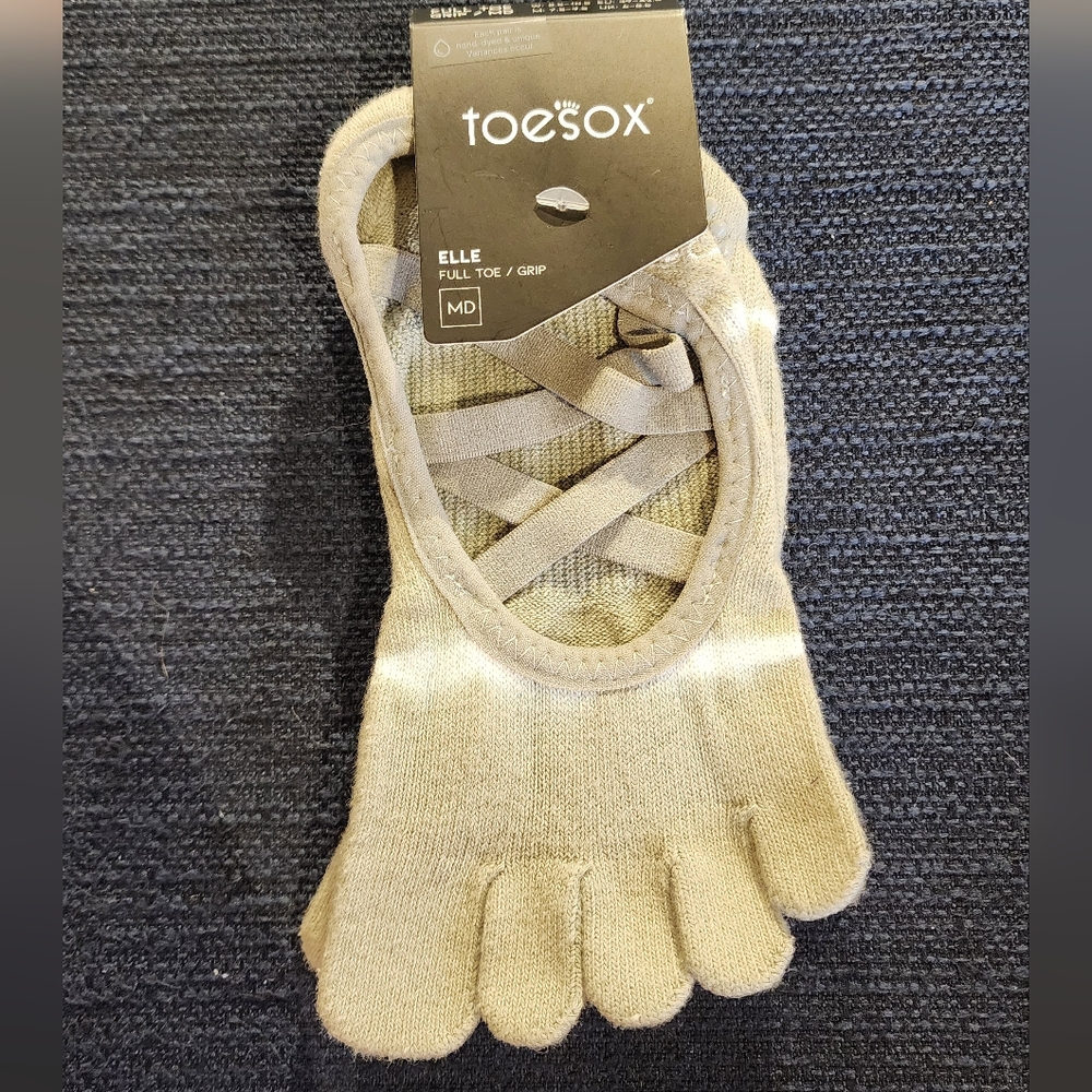 NEW! SZ Medium ToeSox Elle Full Toe Grip Socks Tie-dye Style